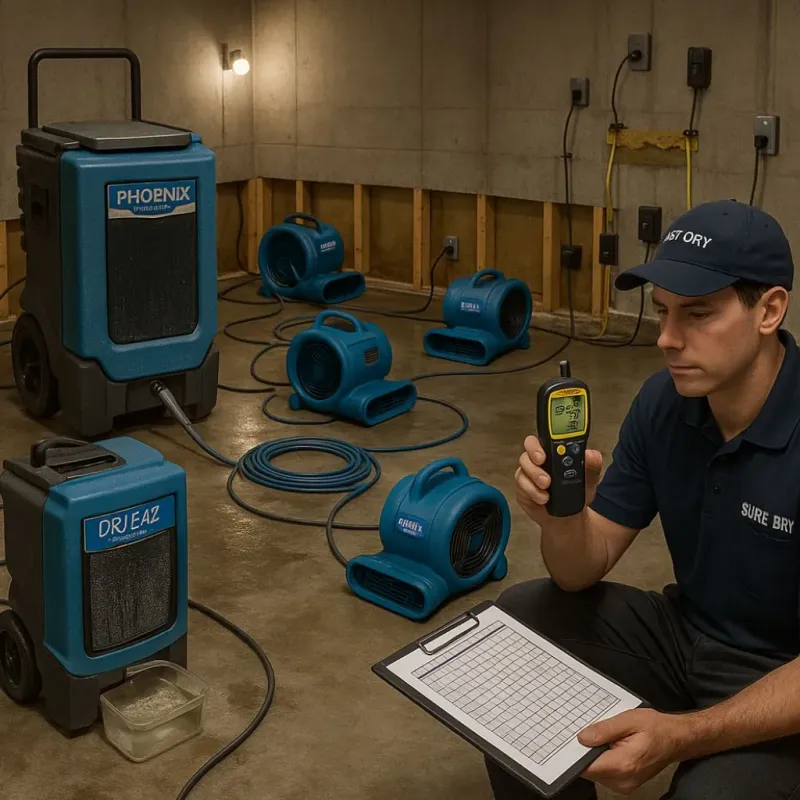 Structural Drying and Dehumidification process in Hartshorne, OK